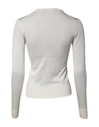 Dolce & Gabbana Cream Floral Silk Embellished Cardigan Sweater