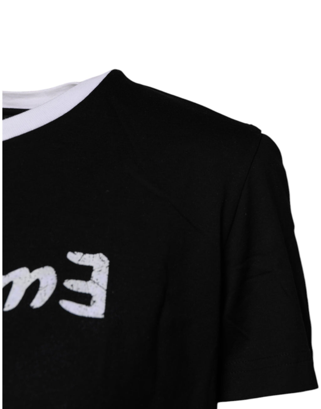 Dolce & Gabbana Black Printed Round Neck Top Cotton T-shirt