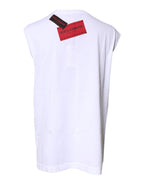 Dolce & Gabbana White Floral Graphic Print Sleeveless Tank Top