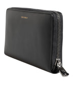 Dolce & Gabbana Black Blue Exotic Leather Embossed Continental Wallet