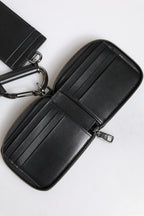 Dolce & Gabbana Black Leather Lanyard Zip Around Card Holder Wallet