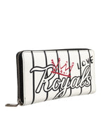 Dolce & Gabbana White Leather DG Crown Royals Continental Zip Around Wallet