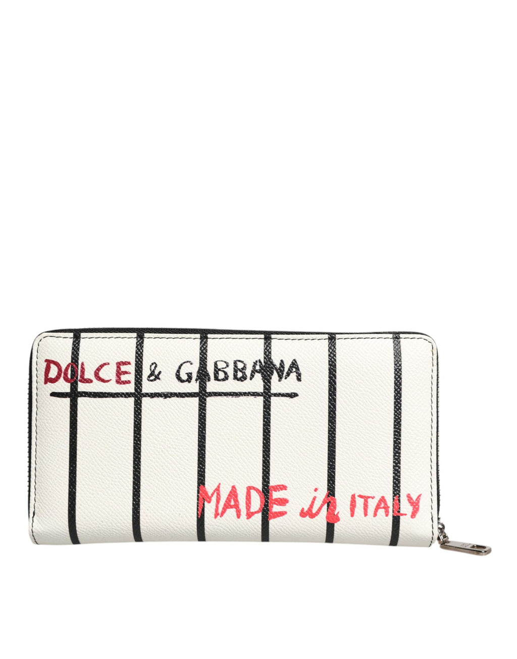 Dolce & Gabbana White Leather DG Crown Royals Continental Zip Around Wallet