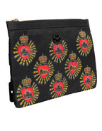 Dolce & Gabbana Black Red Nylon Sacred Heart Clutch Pouch Bag