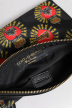 Dolce & Gabbana Black Red Nylon Sacred Heart Clutch Pouch Bag