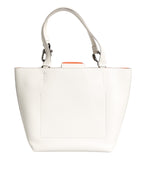 Dolce & Gabbana White Leather #DG BEATRICE Top Handle Tote Bag