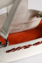 Dolce & Gabbana White Leather #DG BEATRICE Top Handle Tote Bag