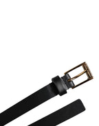 Dolce & Gabbana Black Calf Leather Gold Metal Buckle Belt
