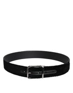 Dolce & Gabbana Black Cotton Silver Tone Metal Buckle Belt