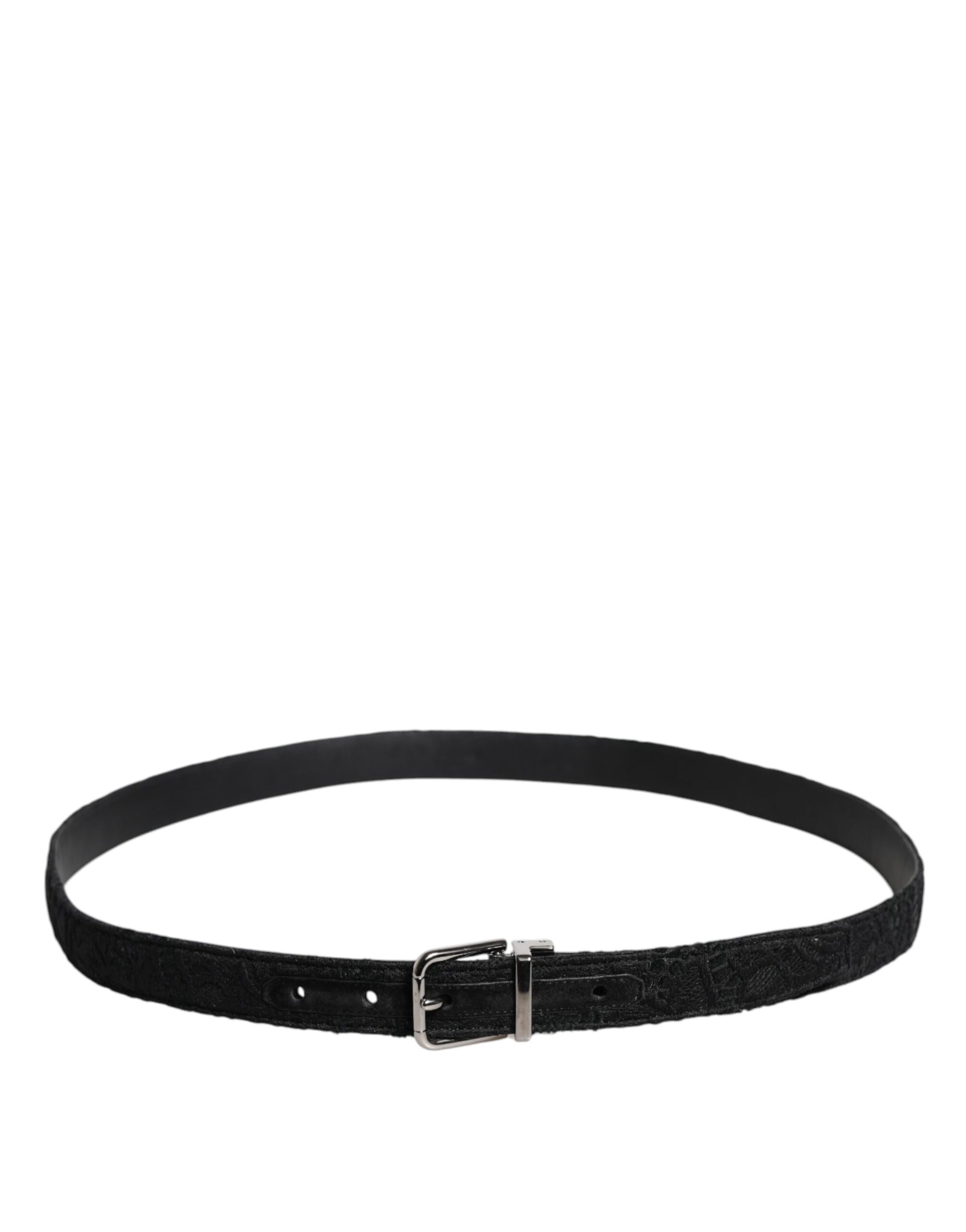 Dolce & Gabbana Black Cotton Blend Silver Metal Buckle Belt