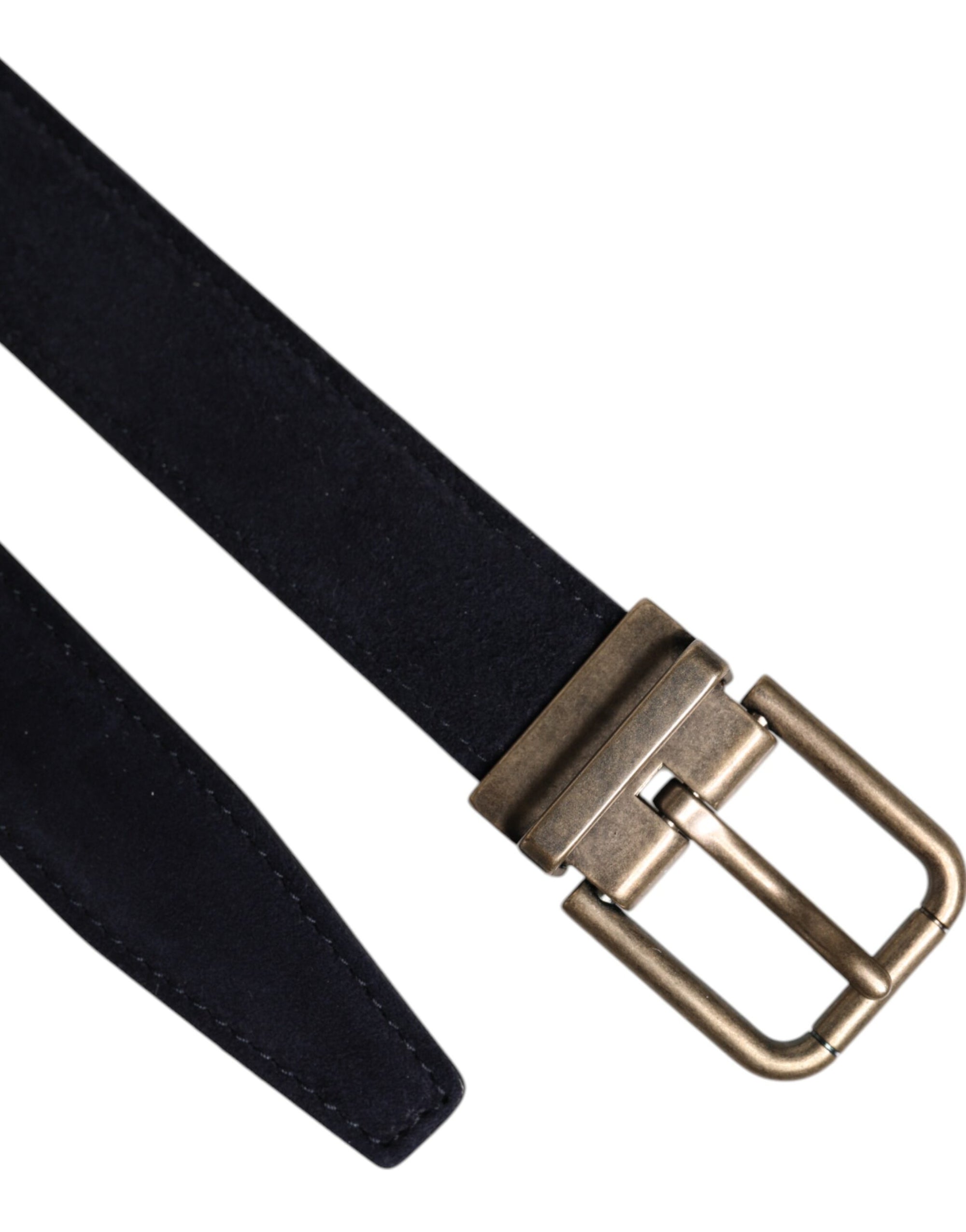 Dolce & Gabbana Black Goat Leather Metal Buckle Classic Belt