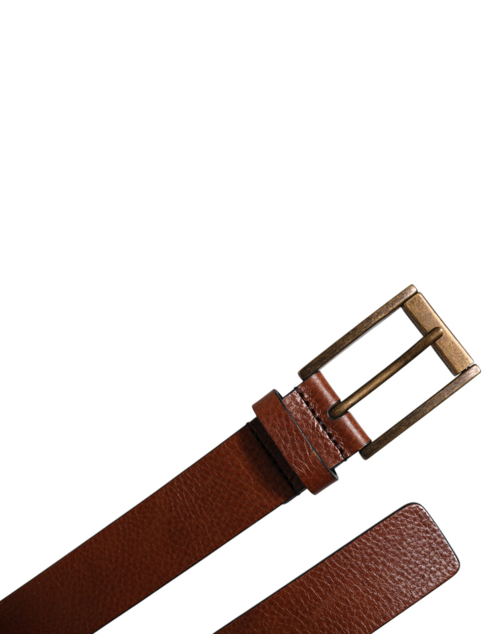 Dolce & Gabbana Brown Calf Leather Classic Metal Buckle Belt