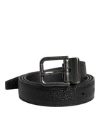 Dolce & Gabbana Black Calf Leather Classic Metal Buckle Belt