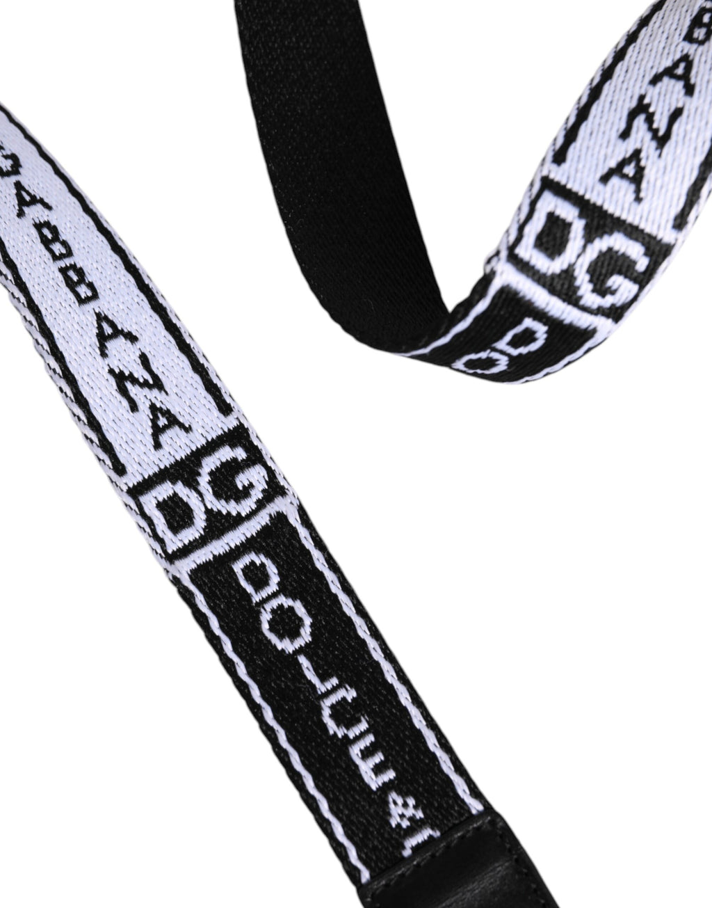 Dolce & Gabbana Black White Printed Metal Logo Buckle Belt