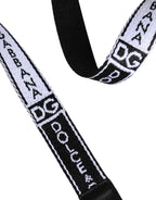 Dolce & Gabbana Black White Printed Metal Logo Buckle Belt