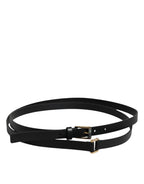 Dolce & Gabbana Black Calfskin Classic Metal Logo Buckle Belt