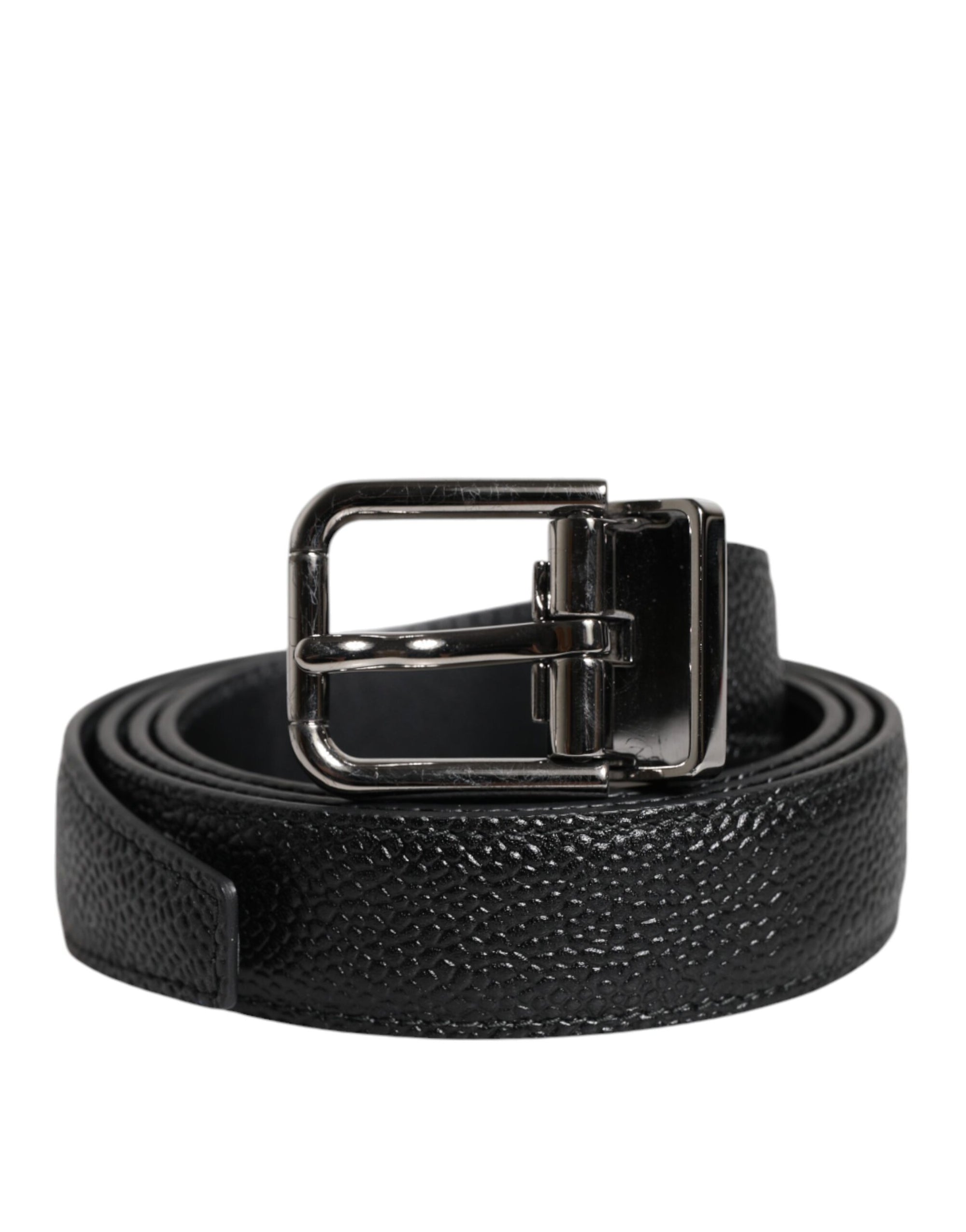 Dolce & Gabbana Black Calf Leather Classic Metal Buckle Belt