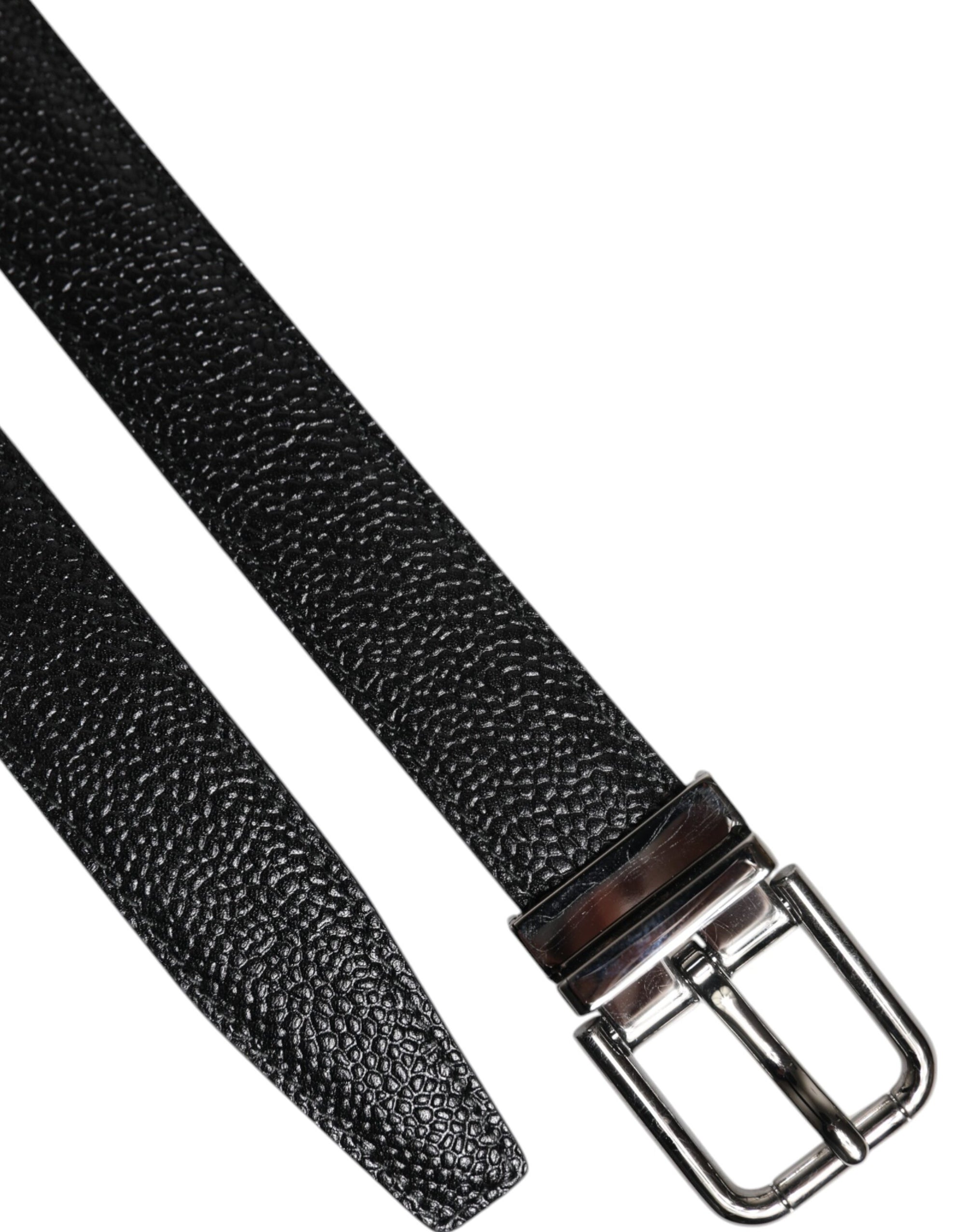 Dolce & Gabbana Black Calf Leather Classic Metal Buckle Belt