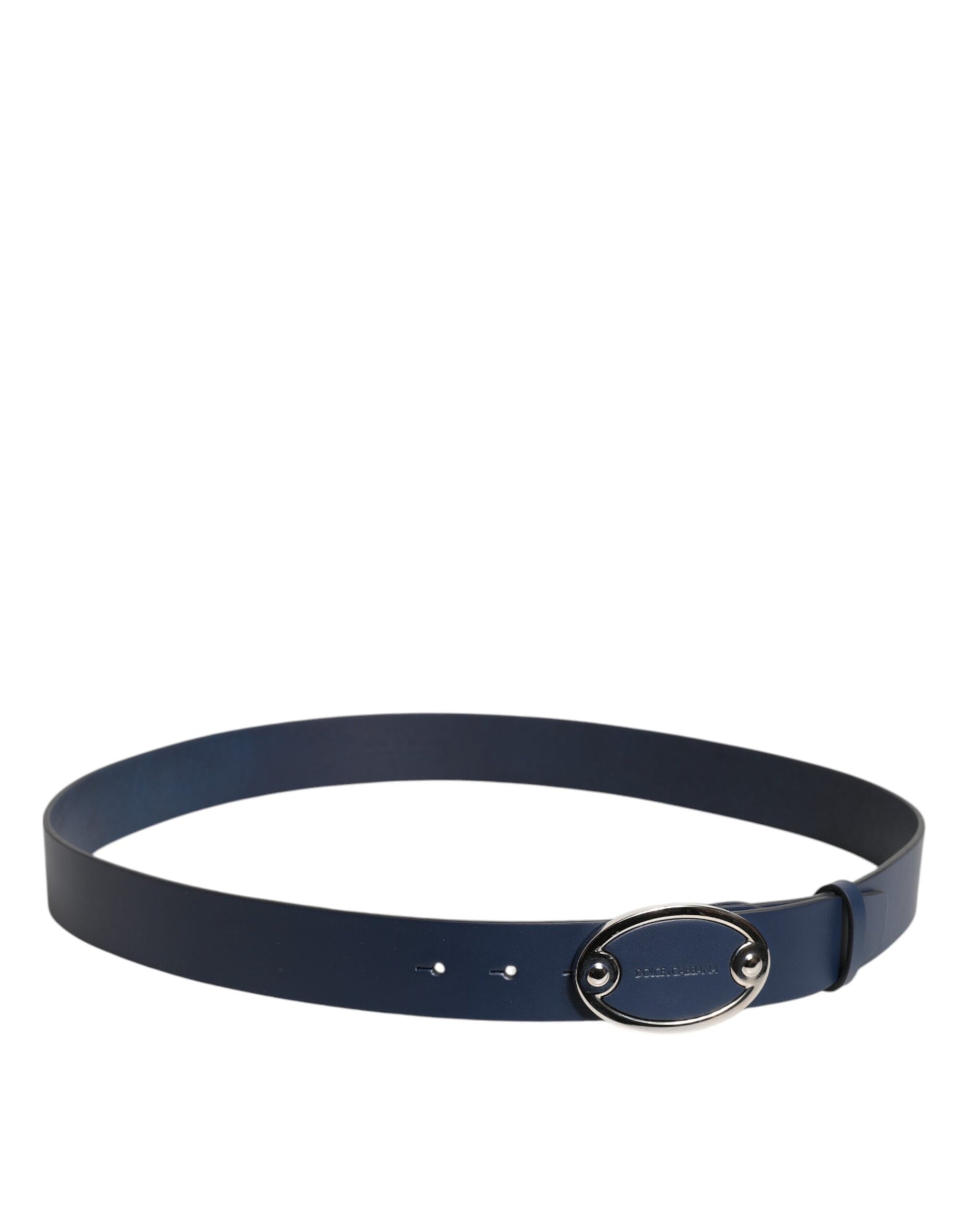 Dolce & Gabbana Blue Leather Classic Metal Logo Buckle Belt