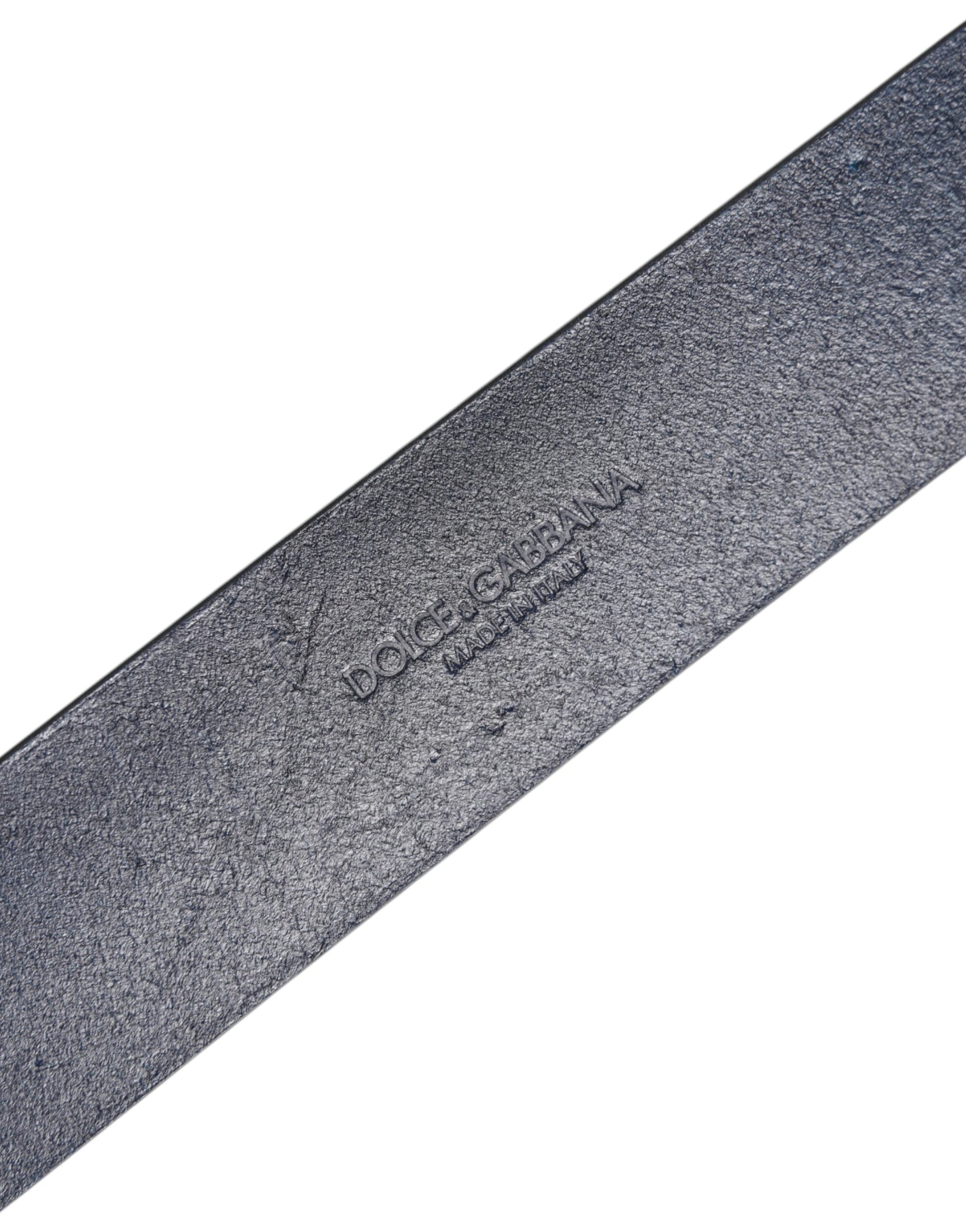 Dolce & Gabbana Blue Leather Classic Metal Logo Buckle Belt