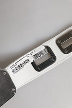 Dolce & Gabbana White Leather Gold Tone Rotating Buckle Belt