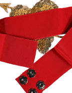 Dolce & Gabbana Red Stretch Wide Waist Heart Embellished Belt