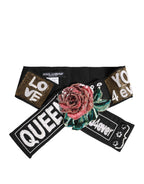 Dolce & Gabbana Black Stretch Multicolor Embellished Waist Belt