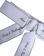 Dolce & Gabbana White Waist Ribbon Wide Bow Logo Belt