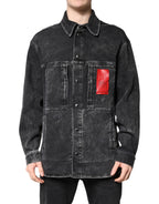 Dolce & Gabbana Black Logo Cotton Stretch Denim Jacket