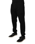 Dolce & Gabbana Black Cotton Mid Waist Jogger Sweatpants Pants