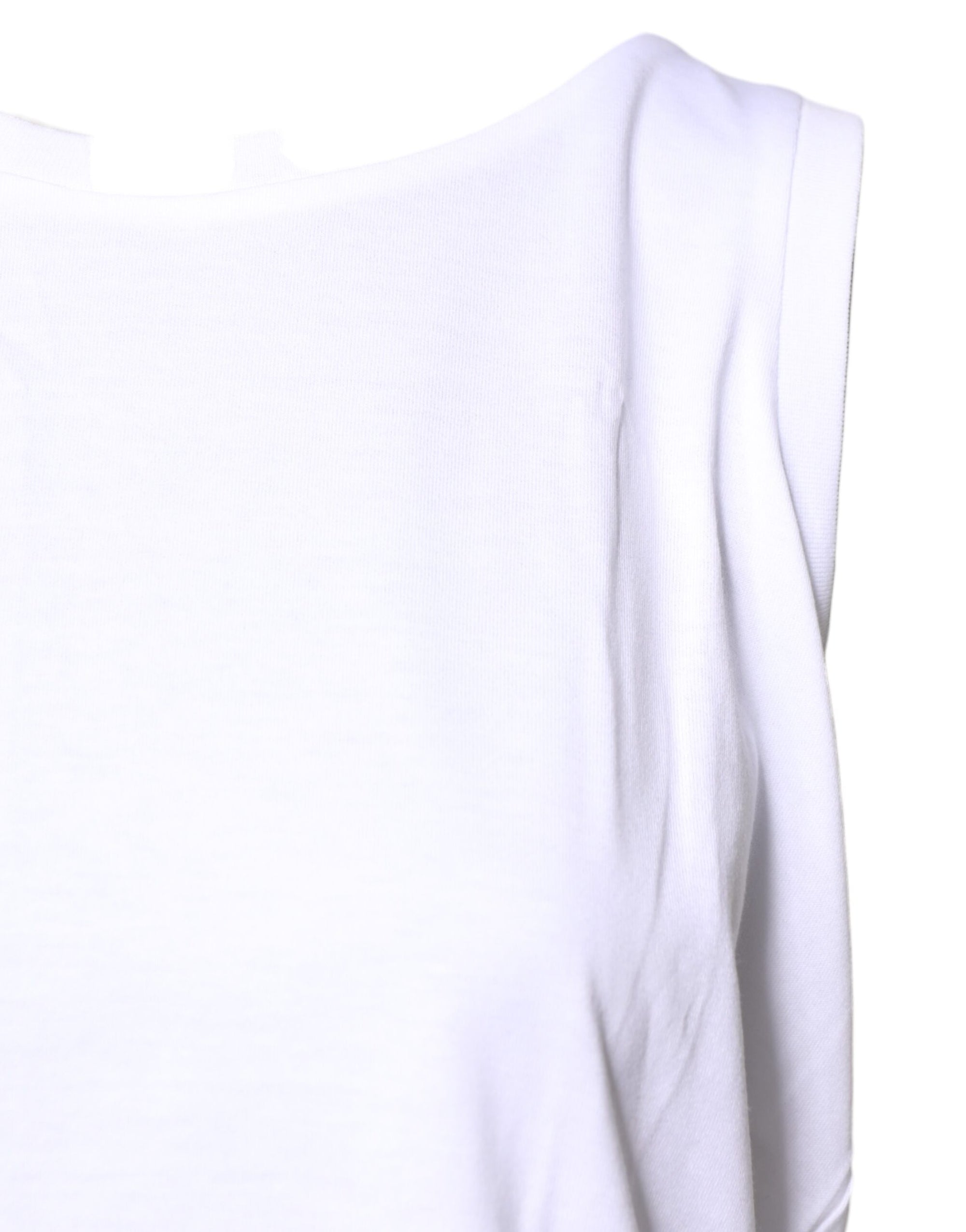Dolce & Gabbana White Cotton Sleeveless Crew Neck T-shirt