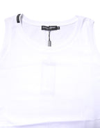 Dolce & Gabbana White Cotton Sleeveless Crew Neck T-shirt