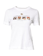 Dolce & Gabbana White Cotton Graphic Print Crew Neck T-shirt