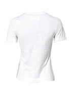 Dolce & Gabbana White Cotton Graphic Print Crew Neck T-shirt