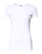 Dolce & Gabbana White Cotton Crew Neck Short Sleeves T-shirt