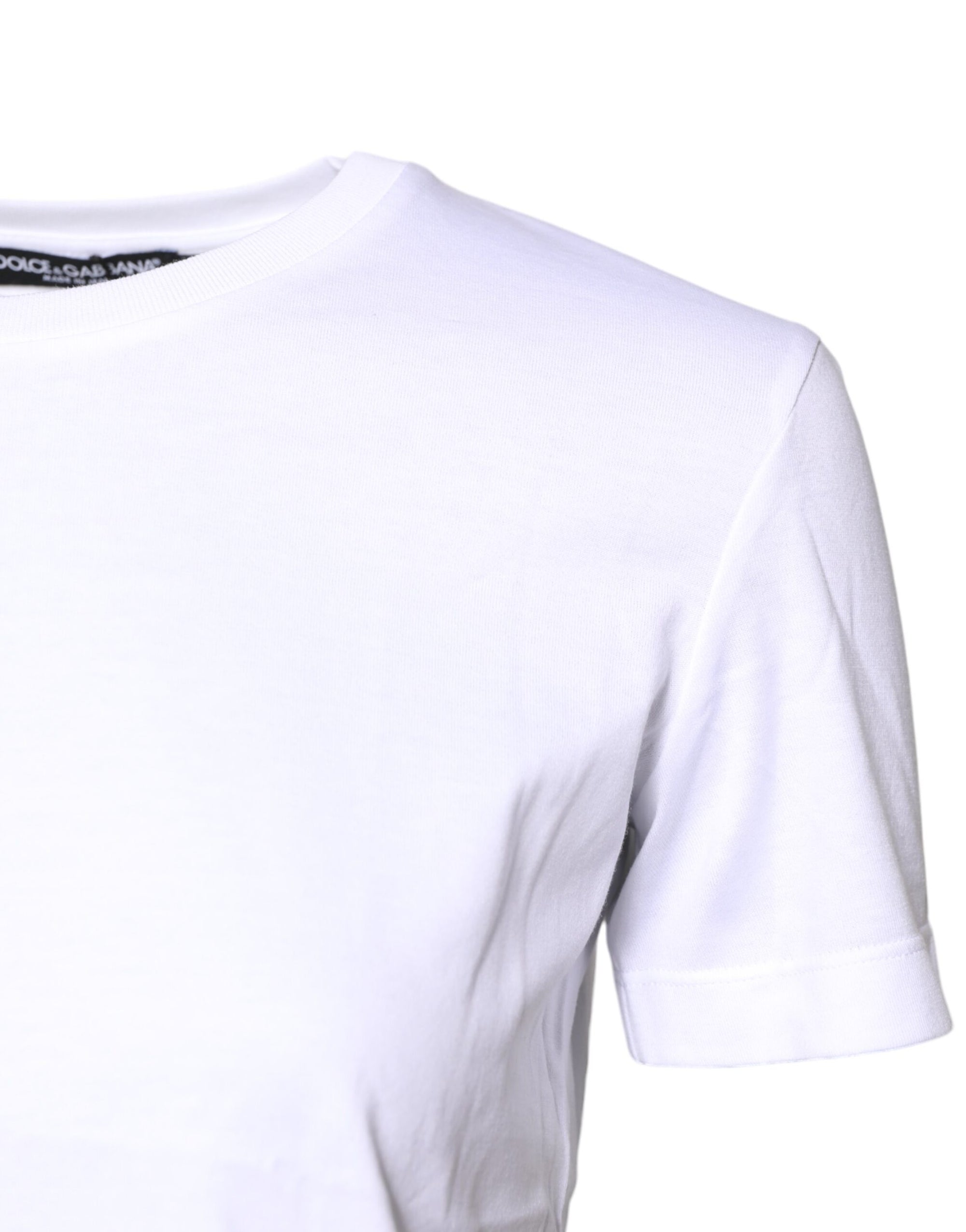 Dolce & Gabbana White Cotton Crew Neck Short Sleeves T-shirt