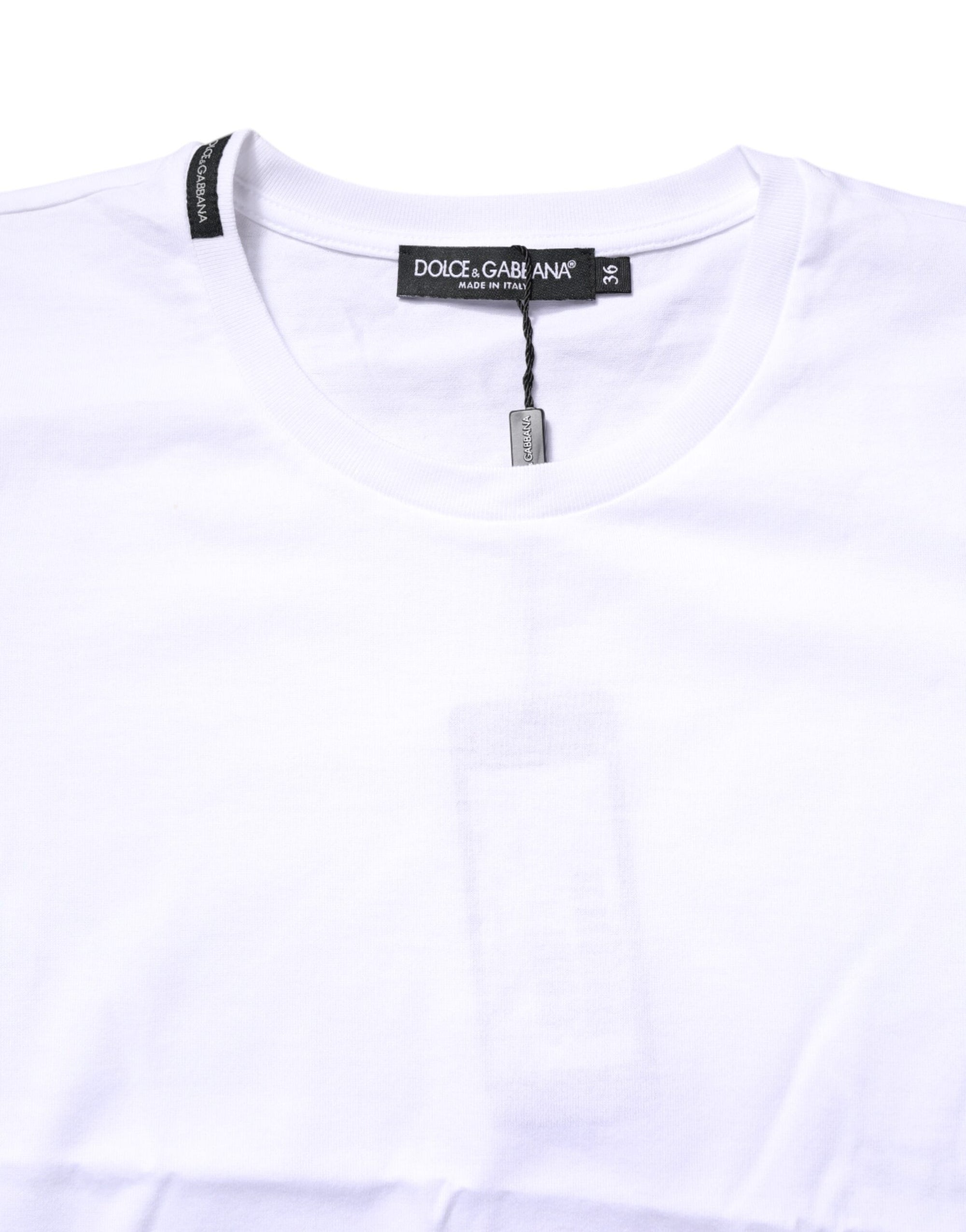 Dolce & Gabbana White Cotton Crew Neck Short Sleeves T-shirt