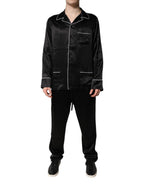 Dolce & Gabbana Black Silk Shirt Pants Pajama Set Sleepwear