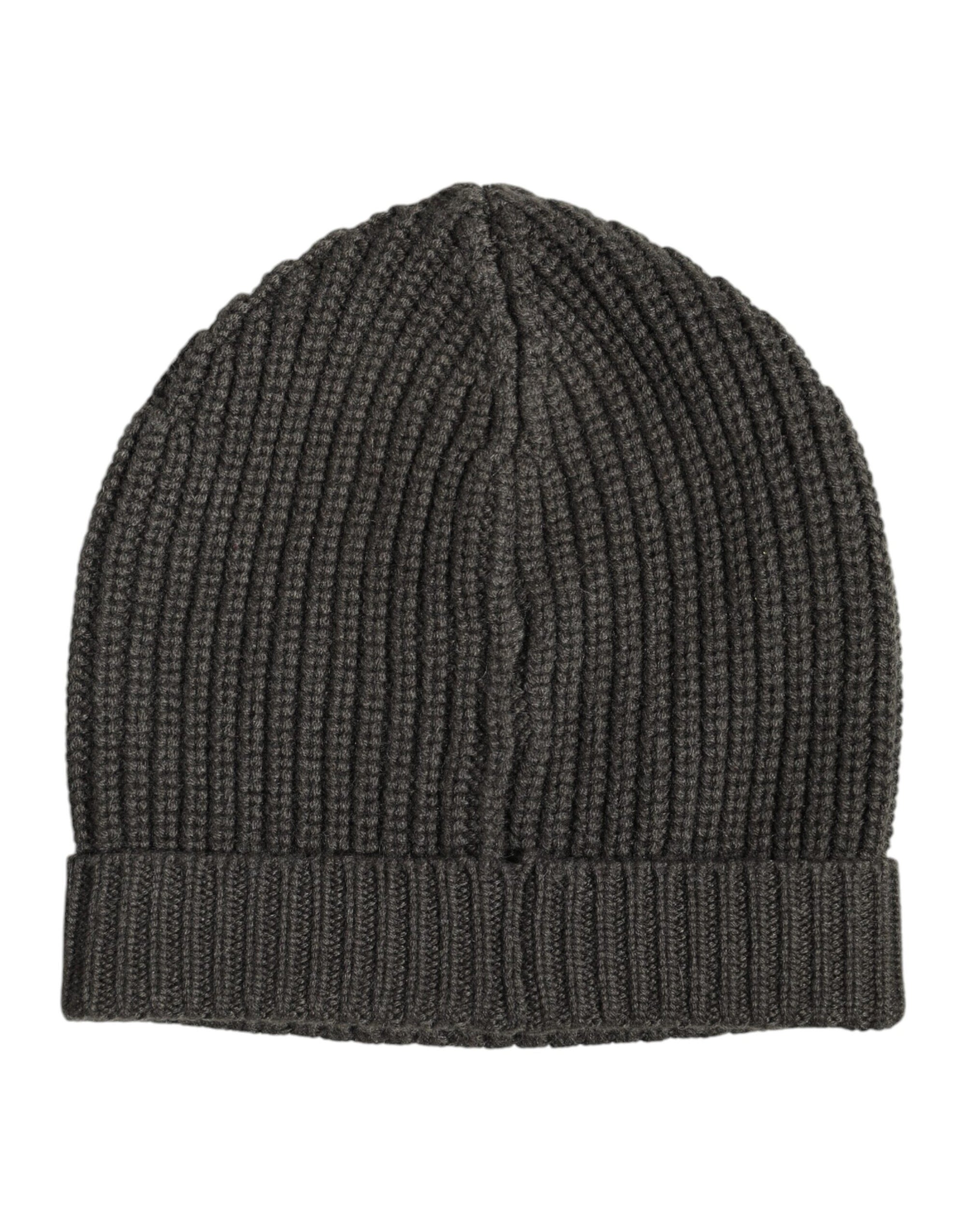 Dolce & Gabbana Dark Gray Cashmere Knit Winter Beanie Hat