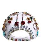 Dolce & Gabbana White Multicolor Crystal Embellish Baseball Cap
