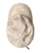 Dolce & Gabbana Beige Tattered Cotton 6 Panels Baseball Cap