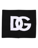 Dolce & Gabbana Black White Logo Print Knitted Neck Warmer Scarf