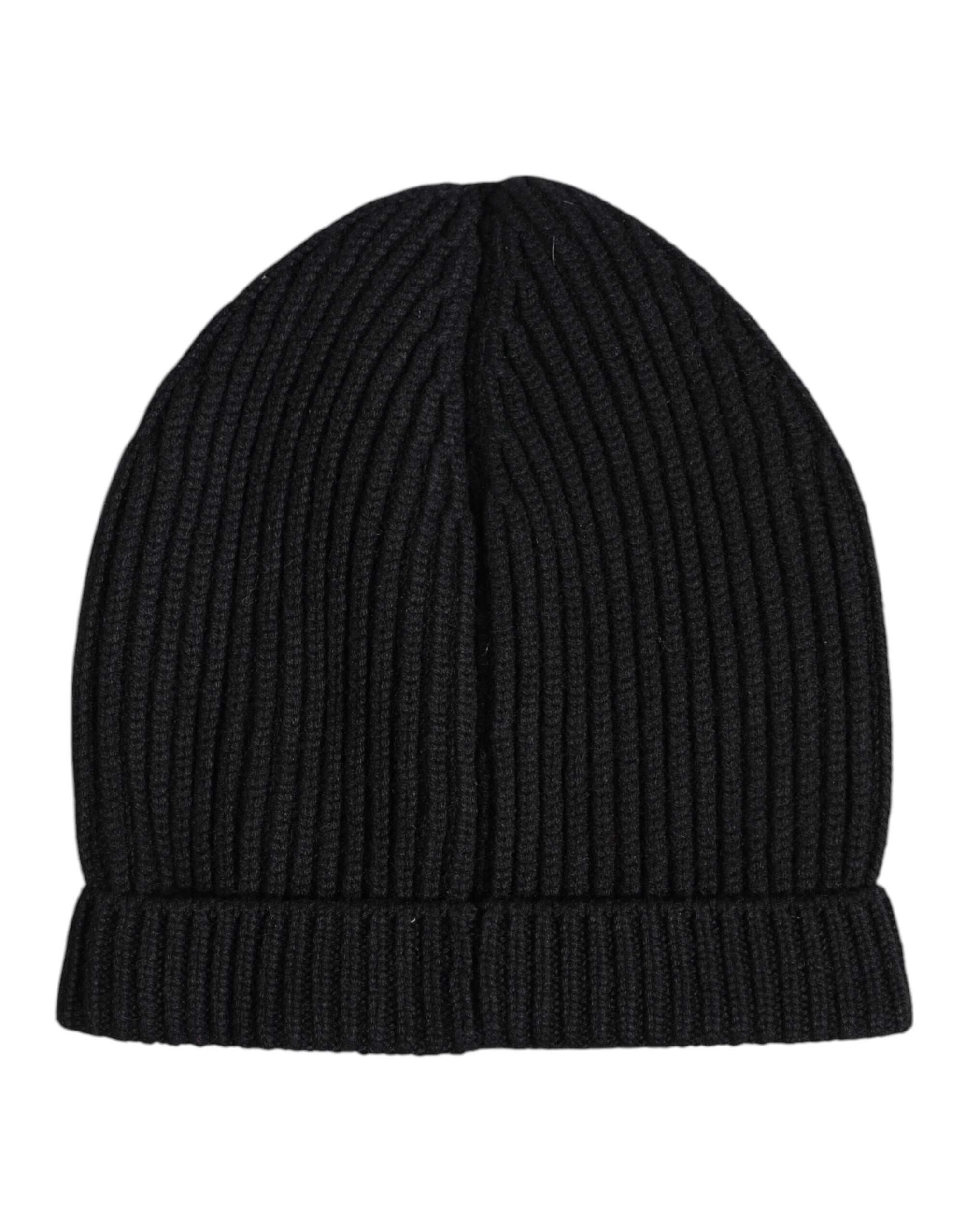 Dolce & Gabbana Black Cashmere Knitted Winter Beanie Hat