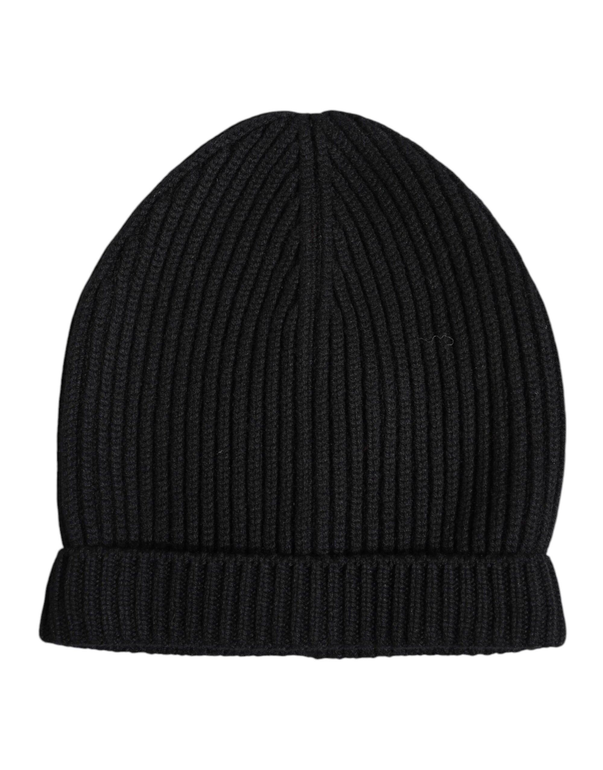 Dolce & Gabbana Black Cashmere Knitted Winter Beanie Hat