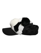 Dolce & Gabbana Black White Panda Fur Women Baseball Cap