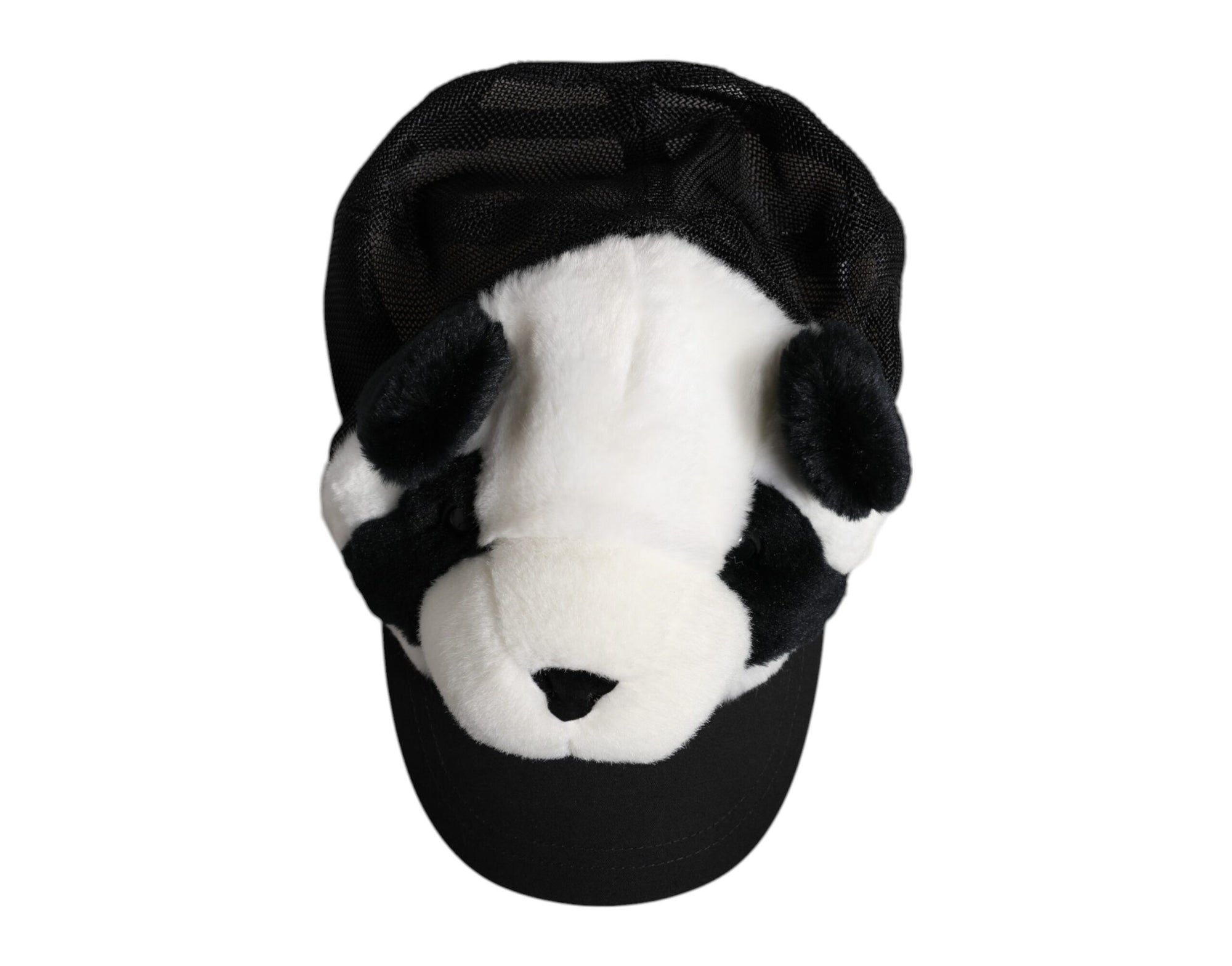 Dolce & Gabbana Black White Panda Fur Women Baseball Cap