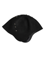 Dolce & Gabbana Black Wool Multicolor Embellished Cloche Hat