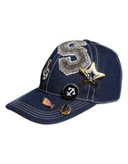 Dolce & Gabbana Blue Crystal Embellishment Baseball Cap
