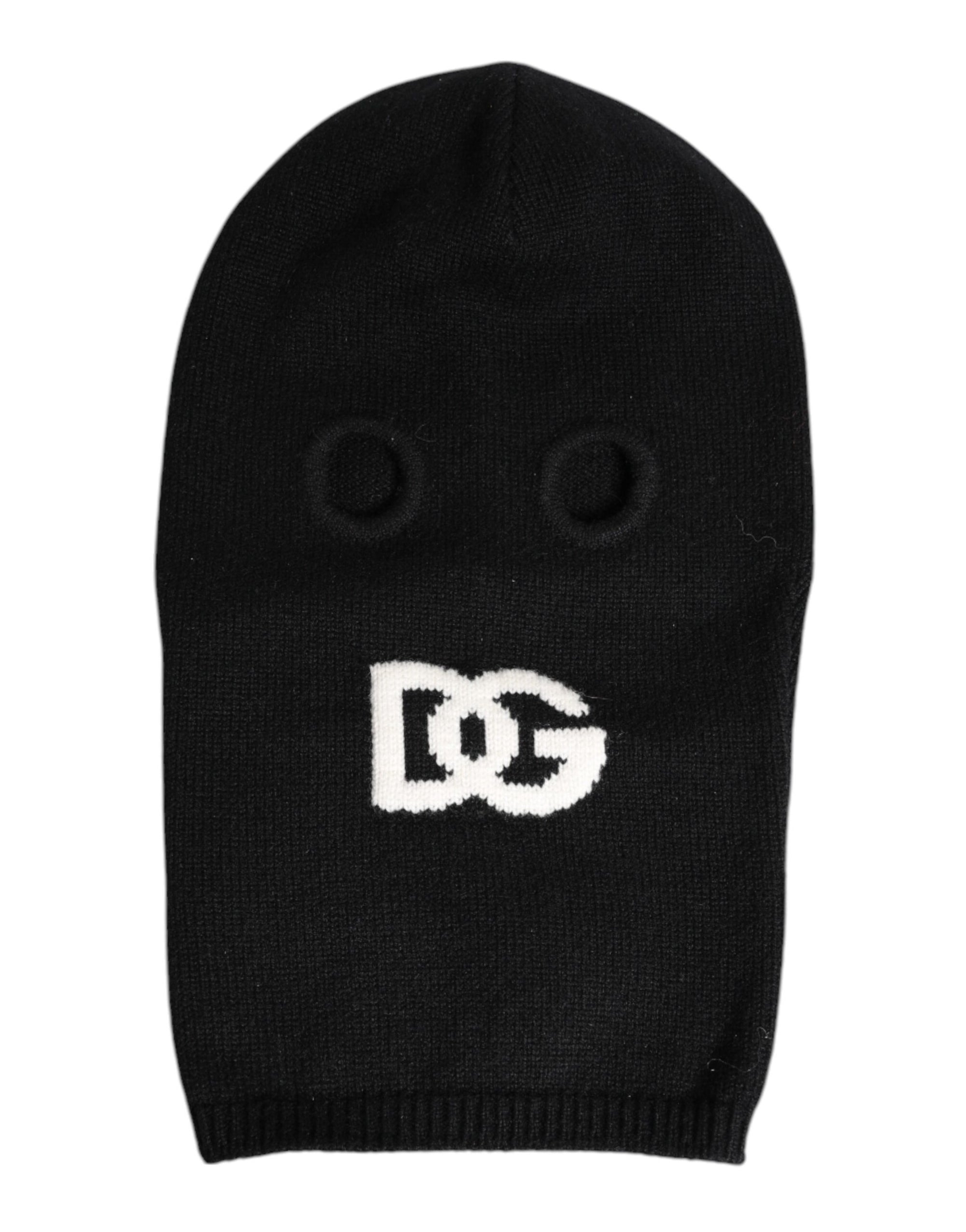 Dolce & Gabbana Black Cashmere Knitted Ski Mask Balaclava Hat