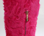 Dolce & Gabbana Pink Lamb Fur Leather Flat Boots
